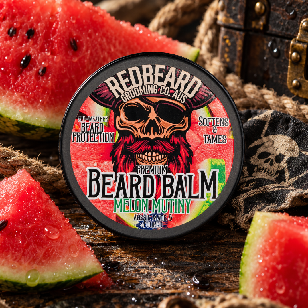 Melon Mutiny Beard Balm 70ml by RedBeard Grooming Co Australia – watermelon beard balm tin