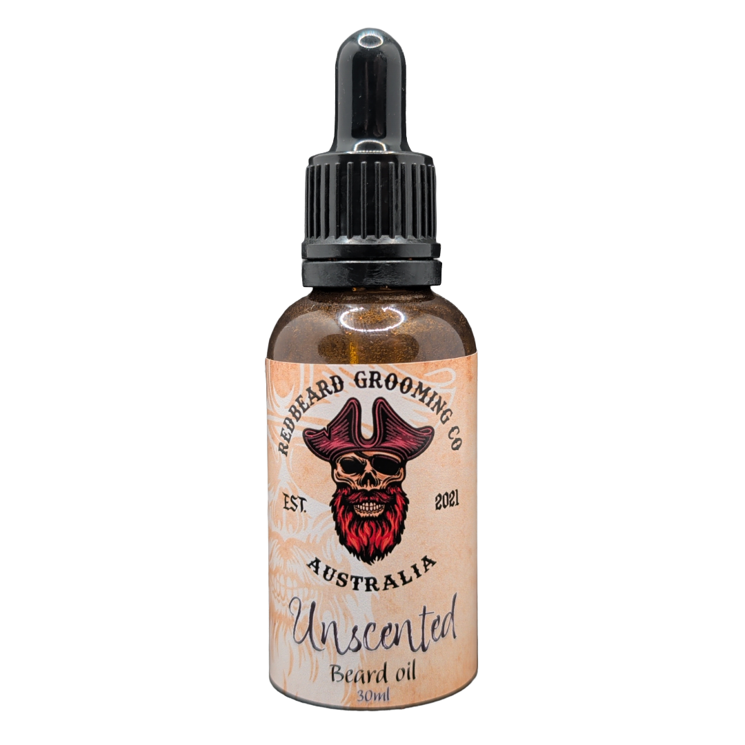 RedBeard Grooming Co Australia Unscented Beard Oil 30ml in amber glass dropper bottle